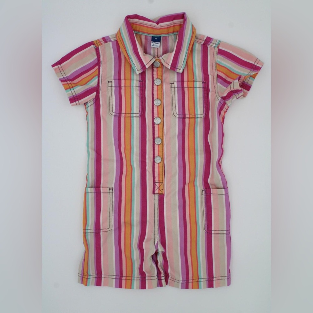 Old Navy Printed Short-Sleeve Utility Twill Romper for Toddler Girls
